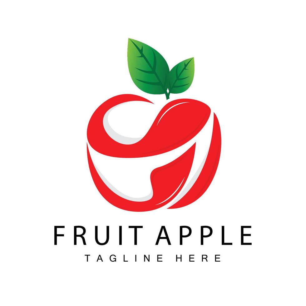 création de logo de pomme de fruits, vecteur de fruits rouges, avec style abstrait, illustration d'étiquette de marque de produit