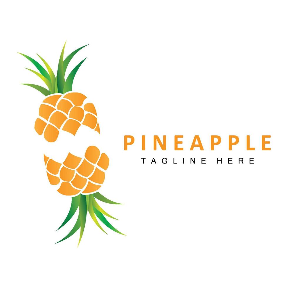 création de logo d'ananas, vecteur de fruits frais, illustration de plantation, étiquette de marque de produits de fruits