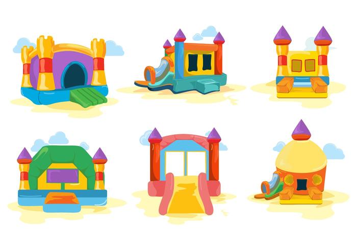 Free colorfull bounce house and castle vector