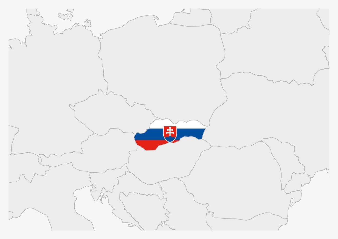 carte de la slovaquie mise en évidence dans les couleurs du drapeau de la slovaquie vecteur