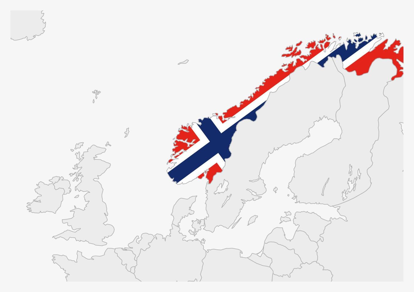 carte de la norvège mise en évidence dans les couleurs du drapeau de la norvège vecteur