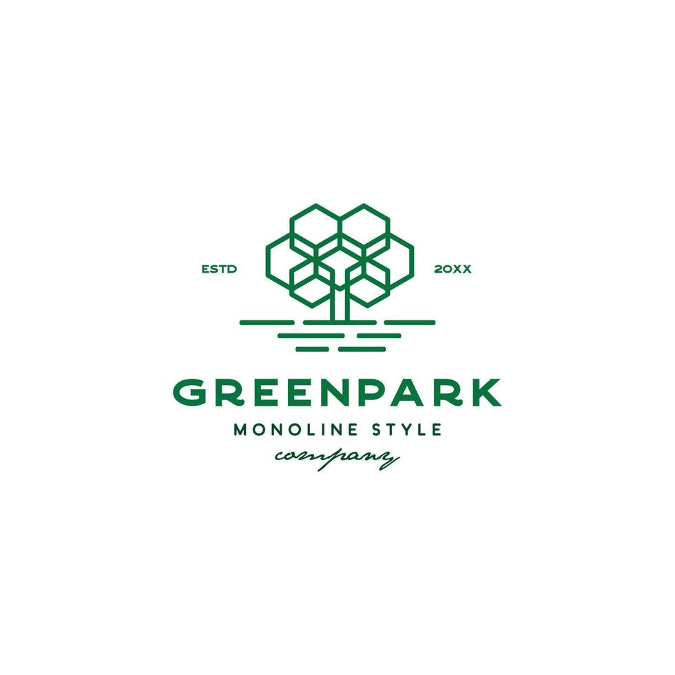 logo d'arbre de parc vert géométrique vecteur