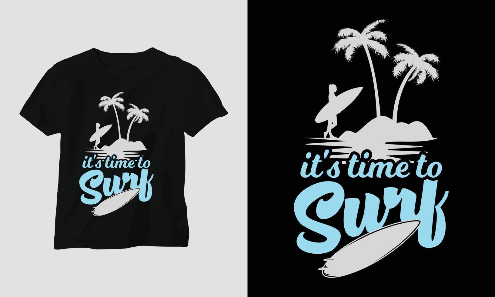 conception de t-shirt de surf, couleur rétro vecteur