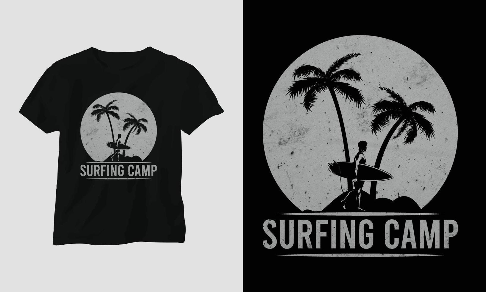 conception de t-shirt de surf, couleur rétro vecteur