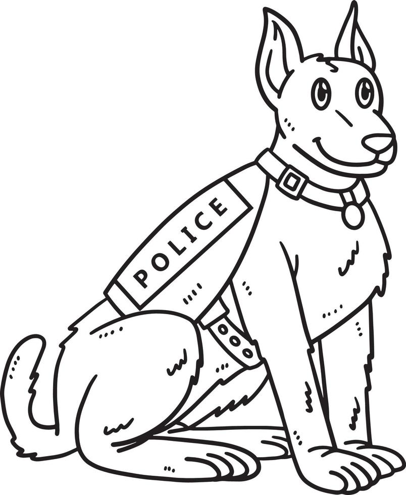 chien policier isolé coloriage pour les enfants vecteur