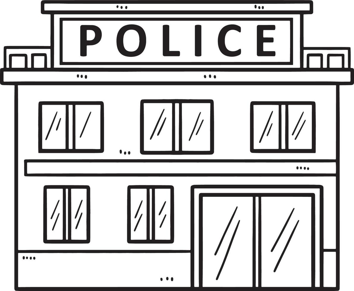 poste de police isolé coloriage pour les enfants vecteur