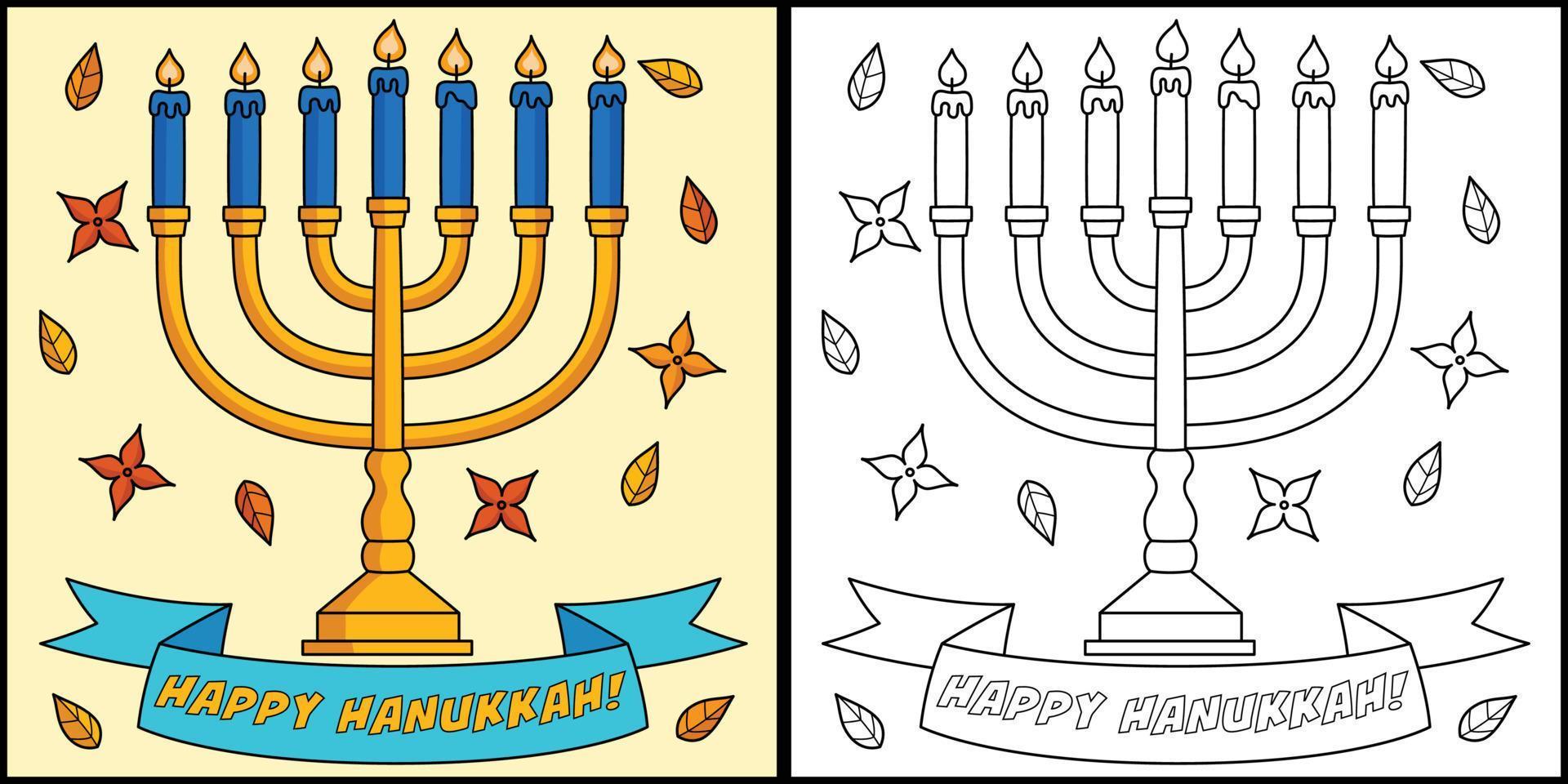 joyeux hanukkah menorah coloriage illustration vecteur