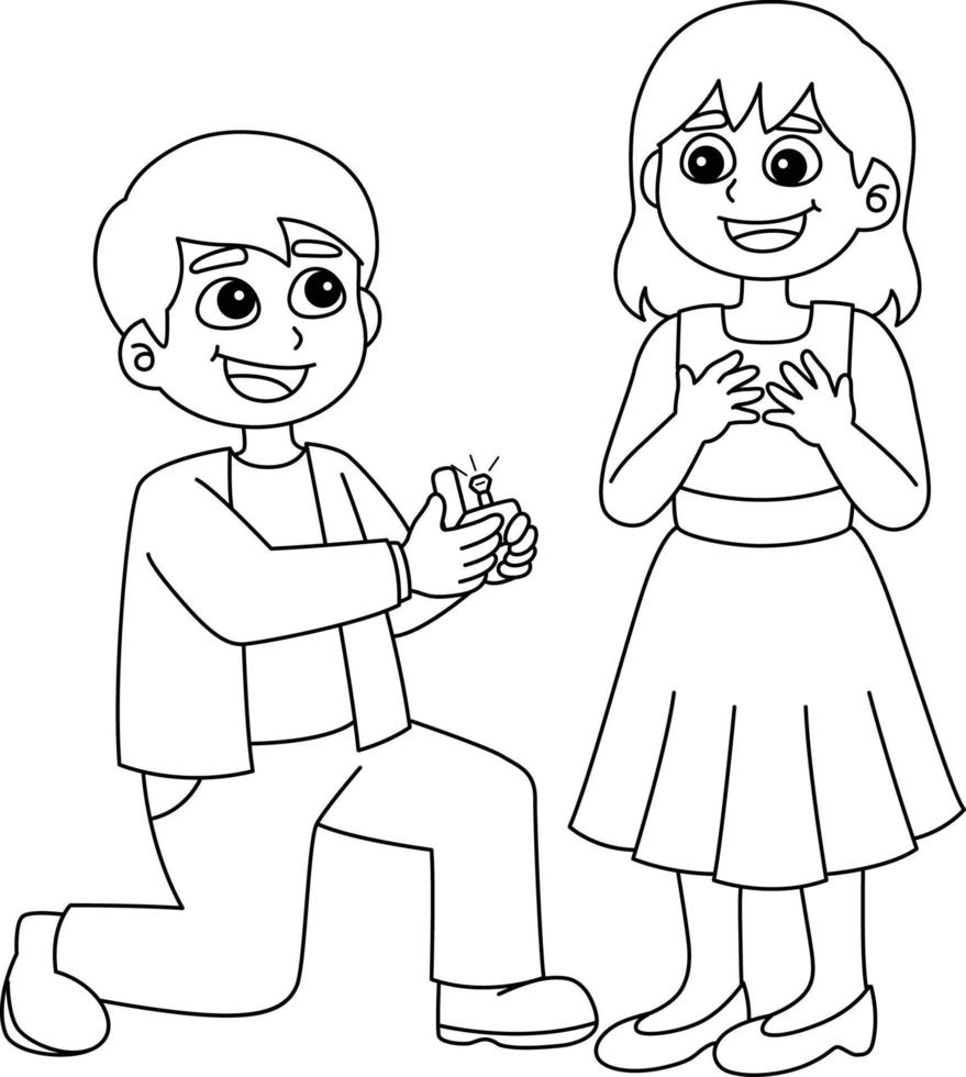 proposition de mariage page de coloriage isolée pour les enfants vecteur