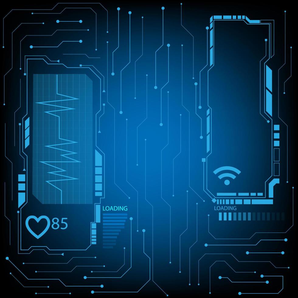 contour de chargement hud futuriste de technologie vectorielle de cadre bleu, conception de forme géométrique moderne. vecteur