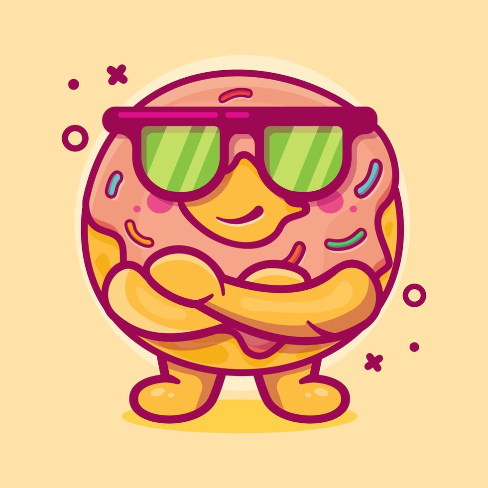 mascotte de personnage de beignet mignon avec expression cool dessin animé isolé dans un style plat vecteur