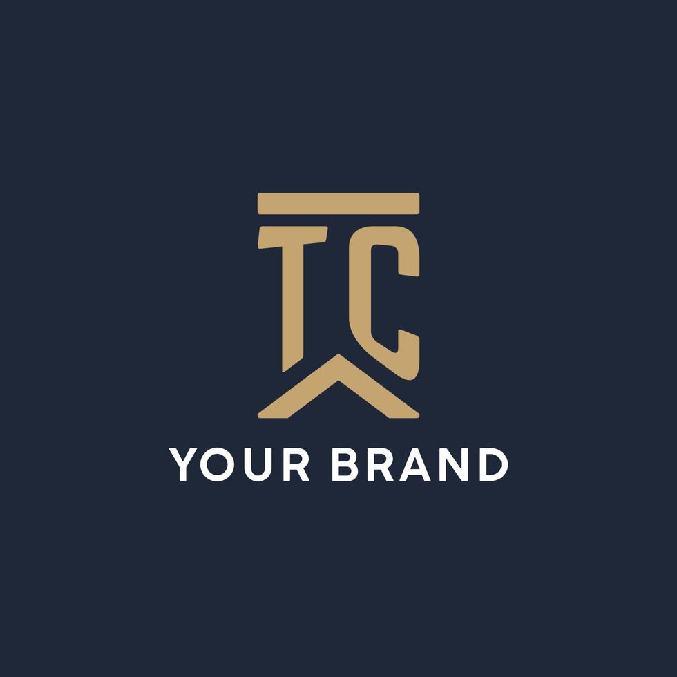 logo monogramme initial tc dans un style rectangulaire avec des côtés incurvés vecteur
