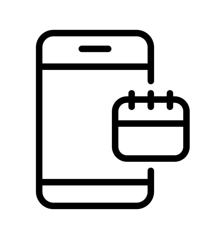 téléphone mobile de vecteur avec l'icône du logo calendrier. signer la date importante et la liste des tâches smartphone avec rendez-vous d'événement. agenda programmé en ligne sur téléphone portable