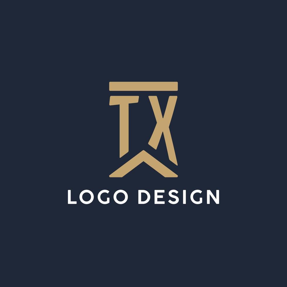 logo monogramme initial tx dans un style rectangulaire avec des côtés incurvés vecteur