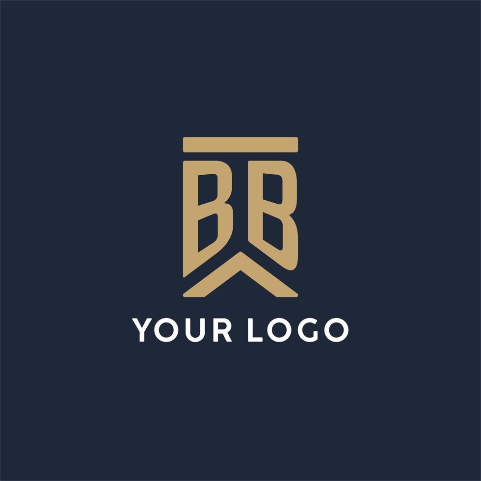 logo monogramme initial bb dans un style rectangulaire avec des côtés incurvés vecteur