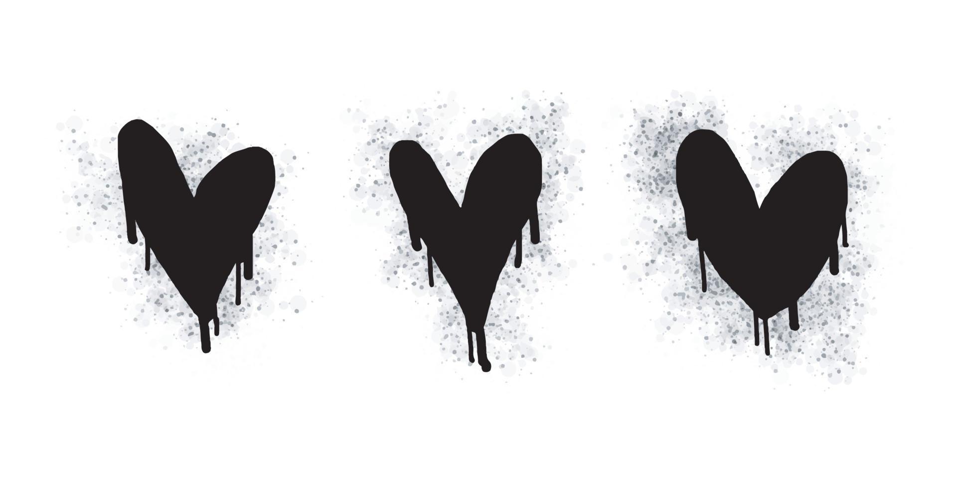 signe de coeur de graffiti de pulvérisation peint en noir sur blanc. symbole de goutte de coeur d'amour. isolé sur fond blanc. illustration vectorielle vecteur