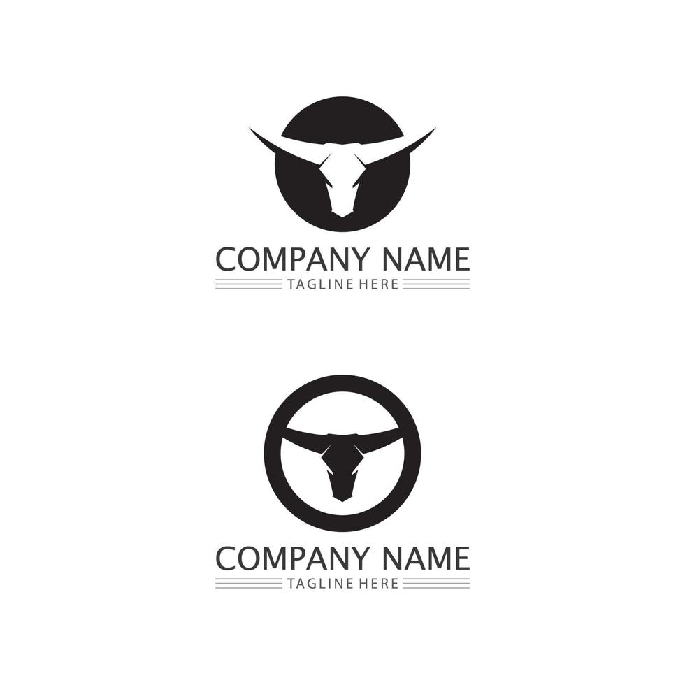 logo abstrait de taureau de bouclier, icône de logo d'insignes de corne vecteur