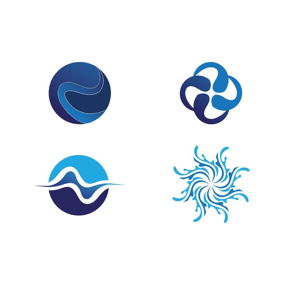 logo de forme ronde isolé. logotype de couleur bleue. image de l'eau qui coule. mer, océan, surface fluviale. vecteur