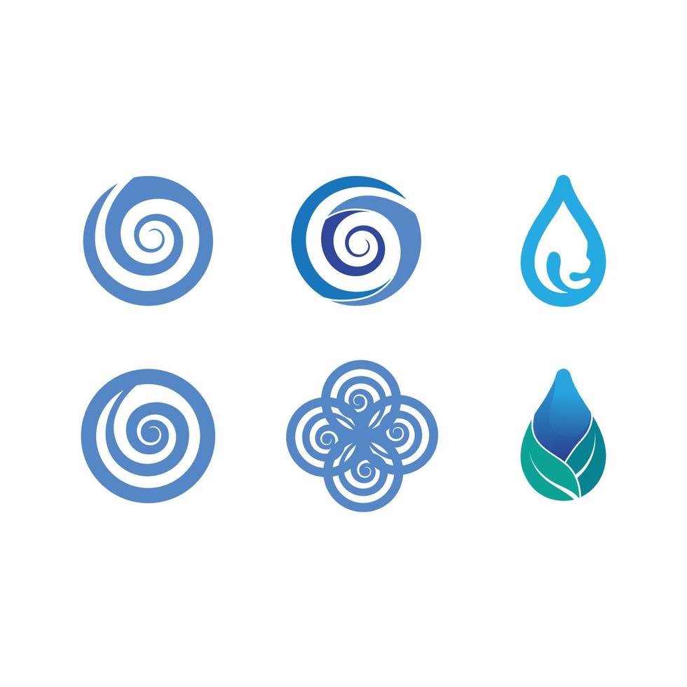 logo de forme ronde isolé. logotype de couleur bleue. image de l'eau qui coule. mer, océan, surface fluviale. vecteur