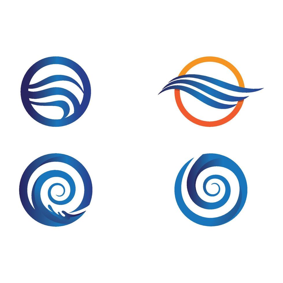 logo de forme ronde isolé. logotype de couleur bleue. image de l'eau qui coule. mer, océan, surface fluviale. vecteur