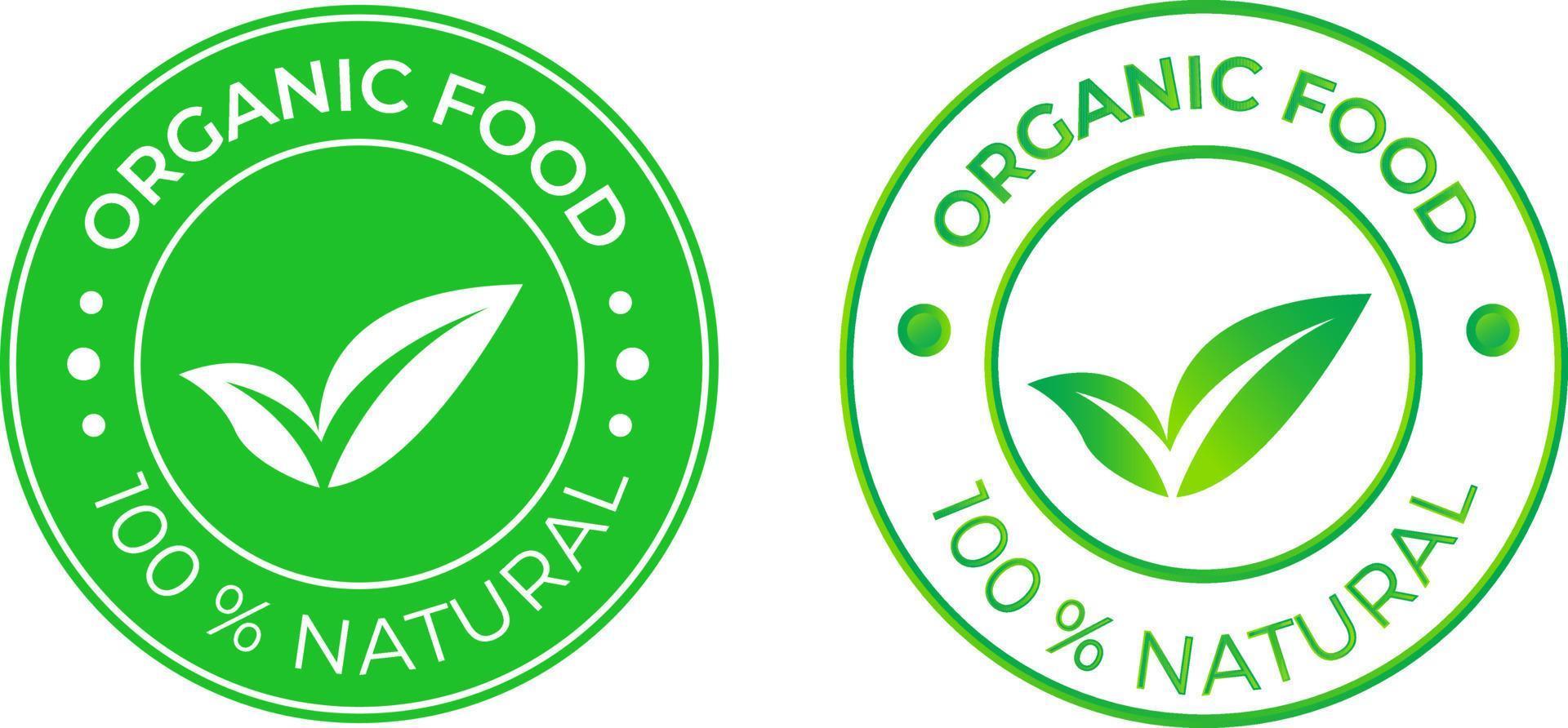 élément de design vectoriel vert pour les logos naturels organiques. logotype organique. Signe d'aliments biologiques 100 % naturels pour la conception d'emballages