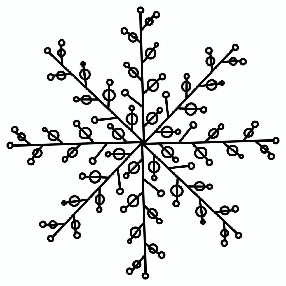 illustration vectorielle de flocons de neige avec des cercles et des lignes géométriques vecteur