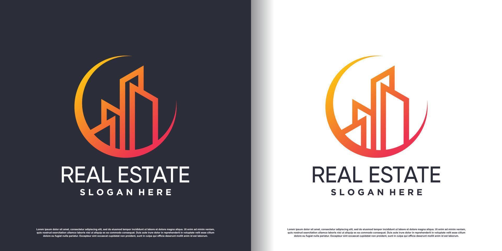 création de logo de construction de bâtiments pour les entreprises avec un vecteur premium de concept moderne créatif