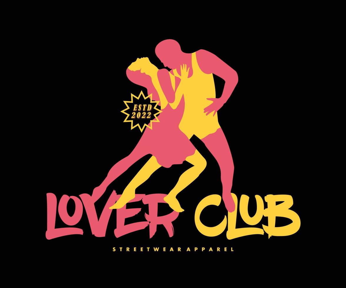 amoureux club danse gens illustration conception de t-shirt, graphique vectoriel, affiche typographique ou t-shirts vêtements de rue et style urbain vecteur