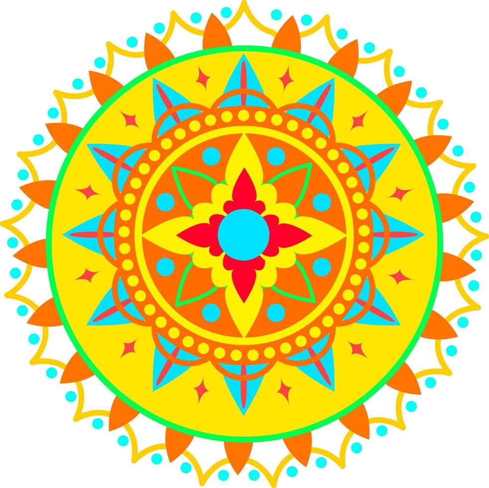 mandala indien coloré de vecteur de dessin animé