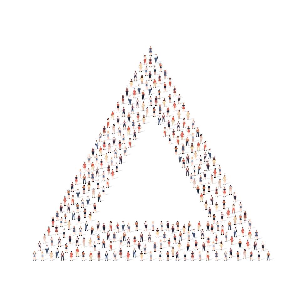 grand groupe de personnes silhouette entassées en forme de triangle isolé sur fond blanc. illustration vectorielle vecteur