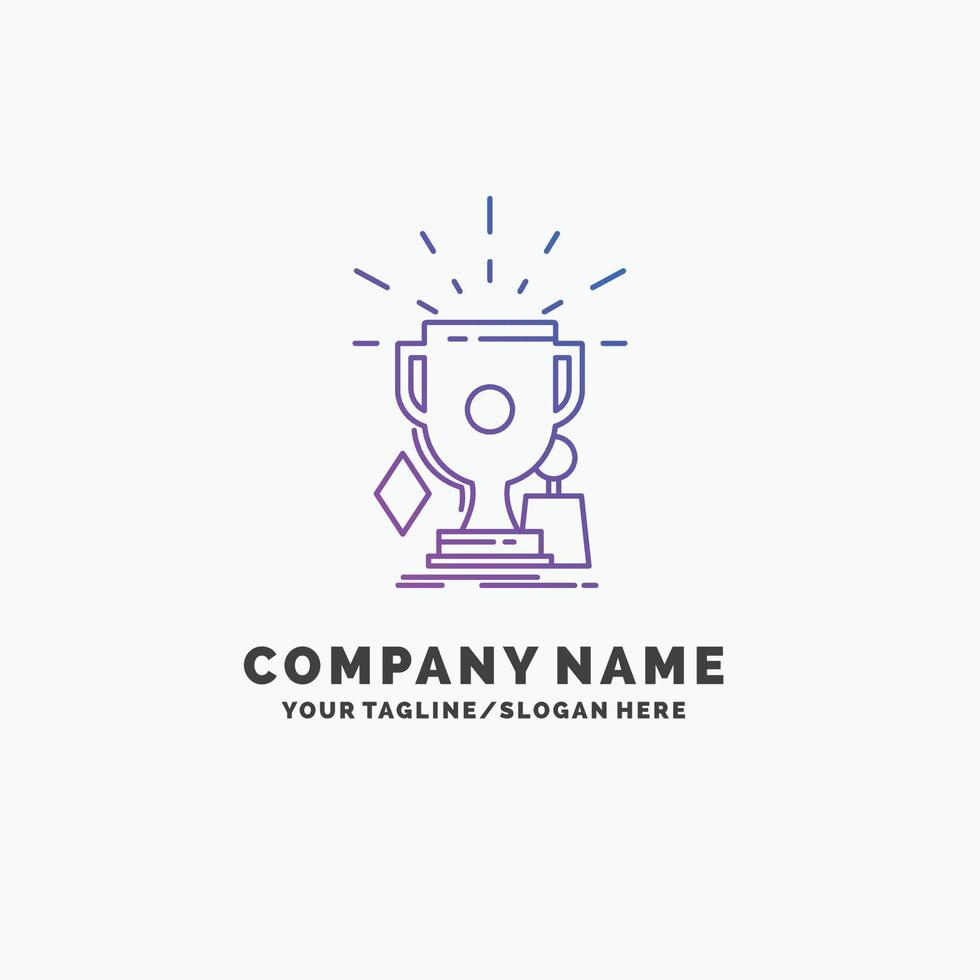 prix. Jeu. sport. trophées. modèle de logo d'entreprise violet gagnant. place pour le slogan vecteur