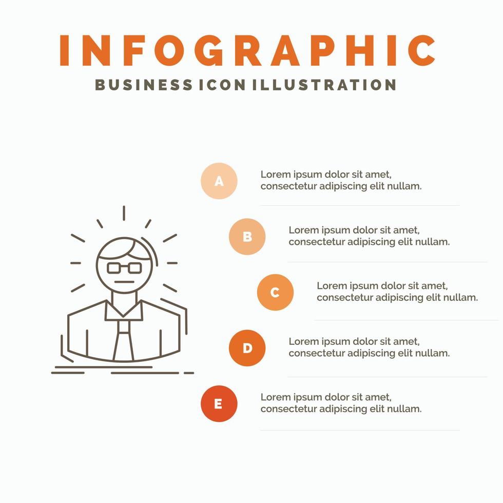 gestionnaire. employé. docteur. la personne. modèle d'infographie d'homme d'affaires pour le site Web et la présentation. icône grise de ligne avec illustration vectorielle de style infographie orange vecteur