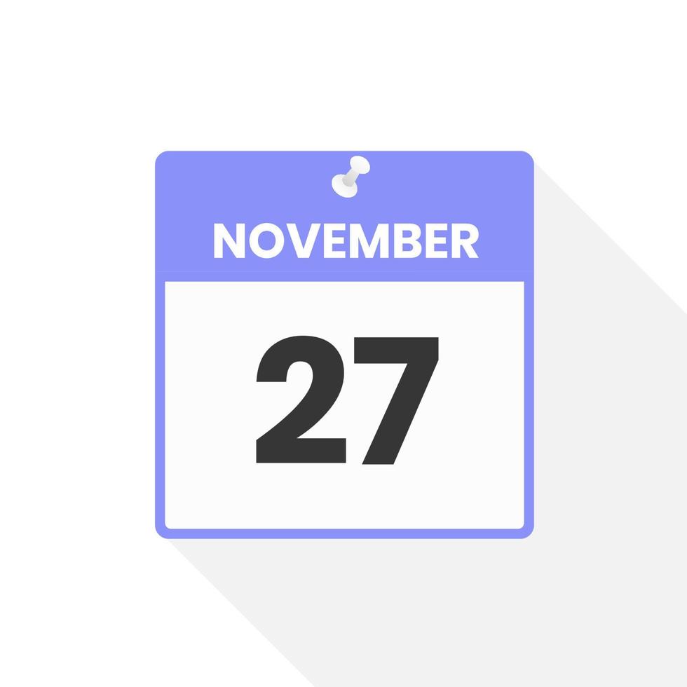 icône du calendrier du 27 novembre. date, mois calendrier icône illustration vectorielle vecteur