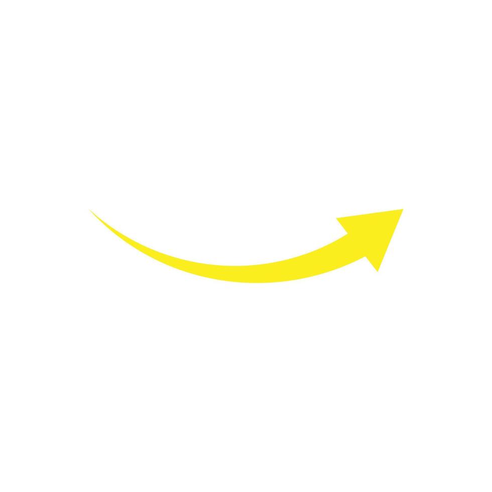 eps10 icône de flèche incurvée ou directionnelle de vecteur jaune isolée sur fond blanc. symbole de flèche indiquée ou pointeur dans un style moderne simple et plat pour la conception, le logo et l'application mobile de votre site Web