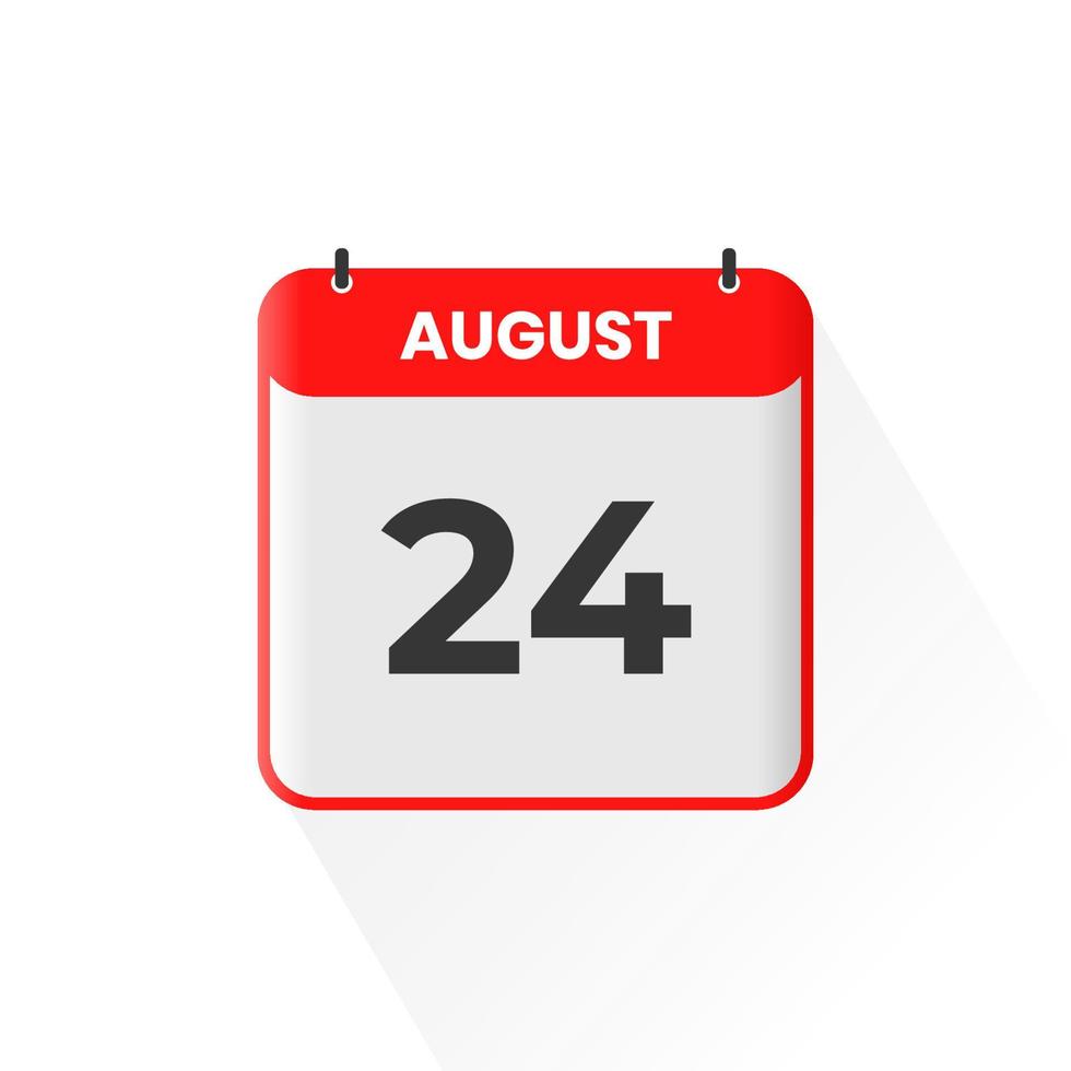 Icône de calendrier du 24 août. 24 août calendrier date mois icône vecteur illustrateur