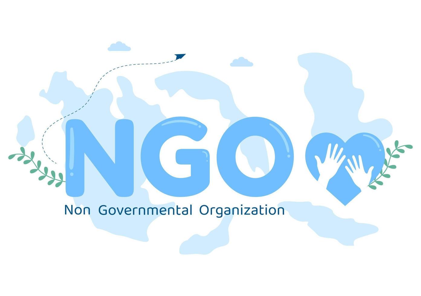 ONG ou organisation non gouvernementale pour répondre à des besoins sociaux et politiques spécifiques dans un modèle d'illustration plate de dessin animé dessiné à la main vecteur