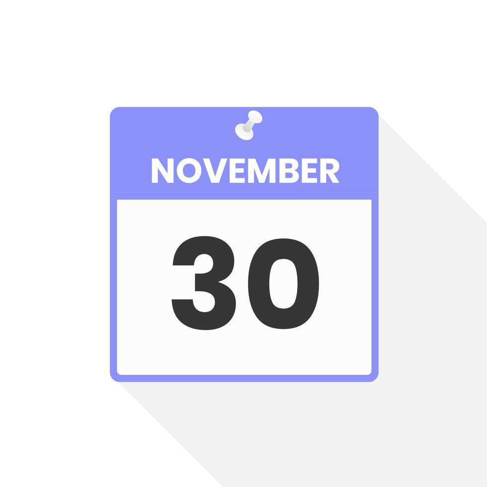 icône du calendrier du 30 novembre. date, mois calendrier icône illustration vectorielle vecteur