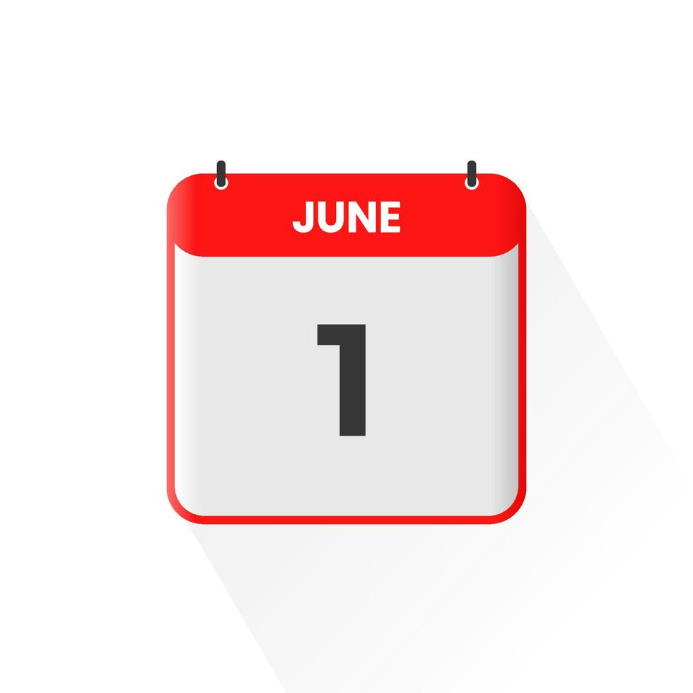 Icône du calendrier du 1er juin. 1er juin calendrier date mois icône vecteur illustrateur