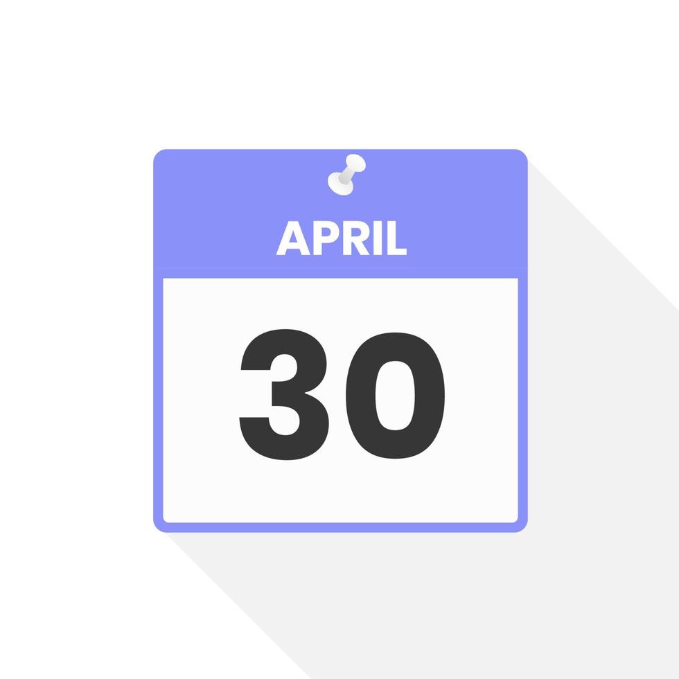 icône du calendrier du 30 avril. date, mois calendrier icône illustration vectorielle vecteur