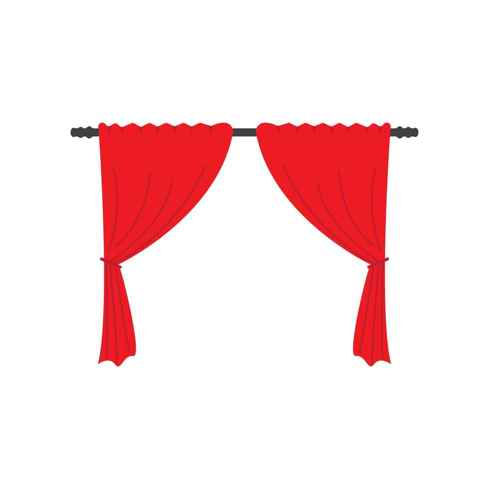 rideau rouge corniche décor domestique tissu intérieur vecteur