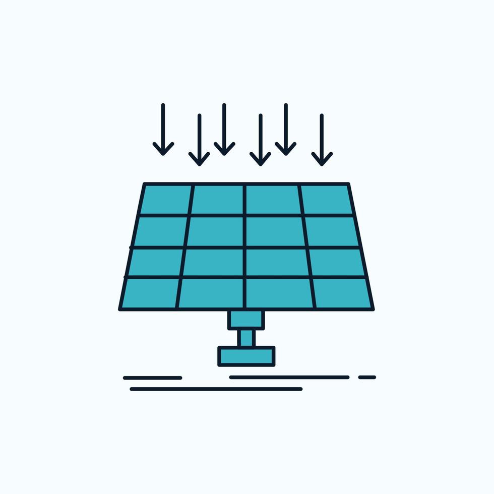 solaire. panneau. énergie. La technologie. icône plate de la ville intelligente. signe et symboles verts et jaunes pour le site Web et l'application mobile. illustration vectorielle vecteur