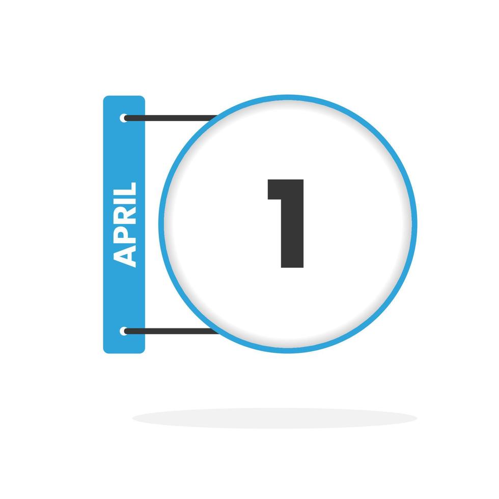 icône du calendrier du 1er avril. date, mois calendrier icône illustration vectorielle vecteur