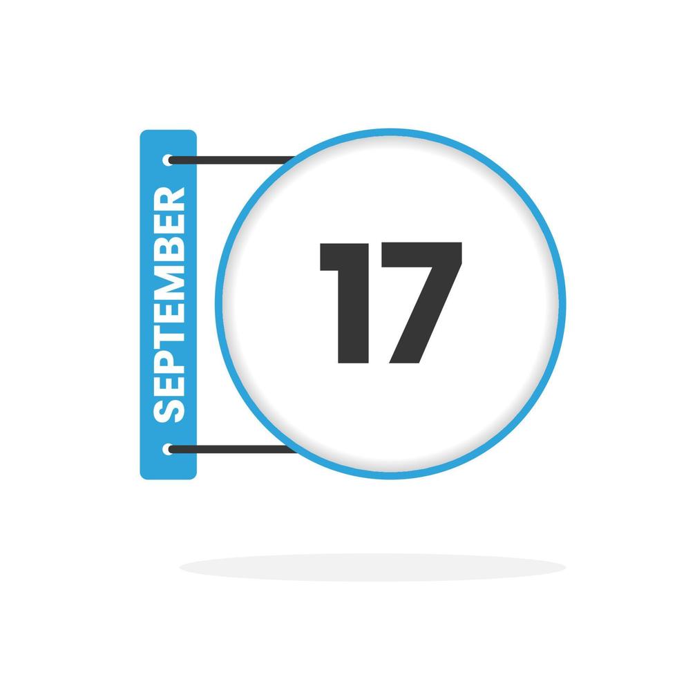 icône du calendrier du 17 septembre. date, mois calendrier icône illustration vectorielle vecteur