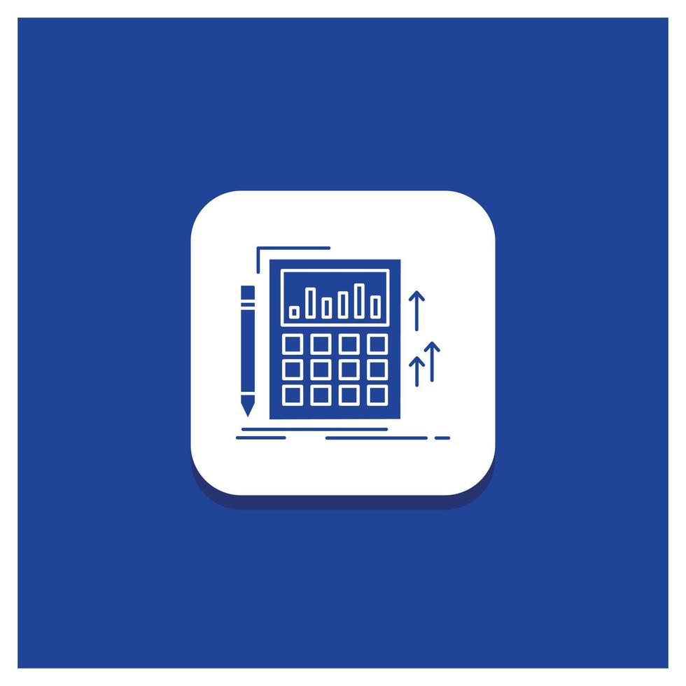 bouton rond bleu pour la comptabilité. Audit. bancaire. calcul. icône de glyphe de calculatrice vecteur