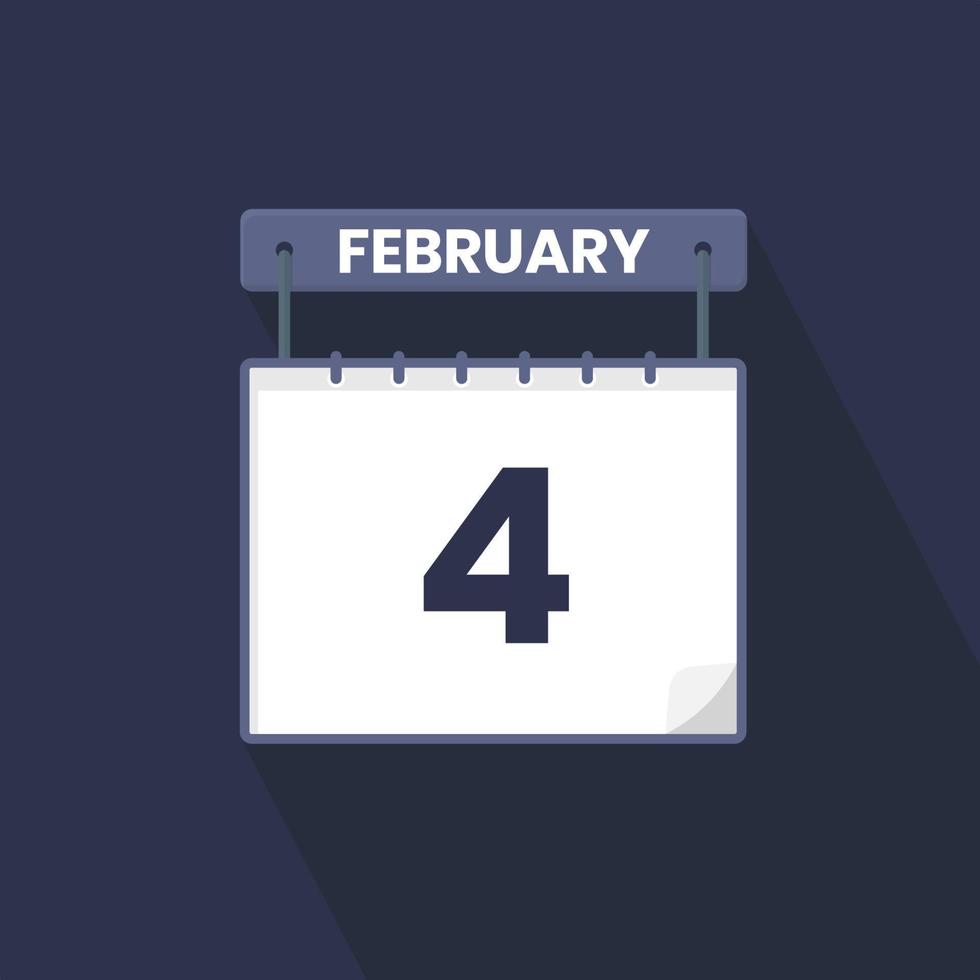 Icône du calendrier du 4 février. 4 février calendrier date mois icône vecteur illustrateur