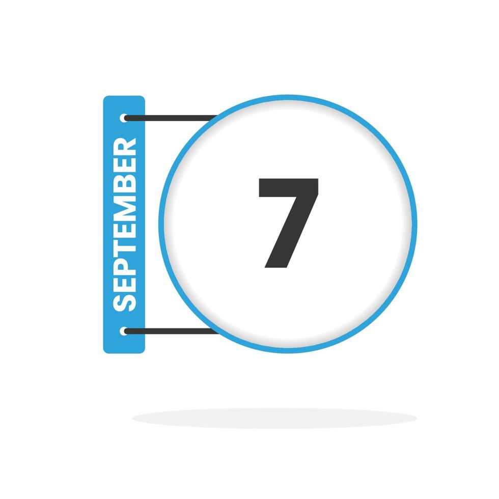 icône du calendrier du 7 septembre. date, mois calendrier icône illustration vectorielle vecteur