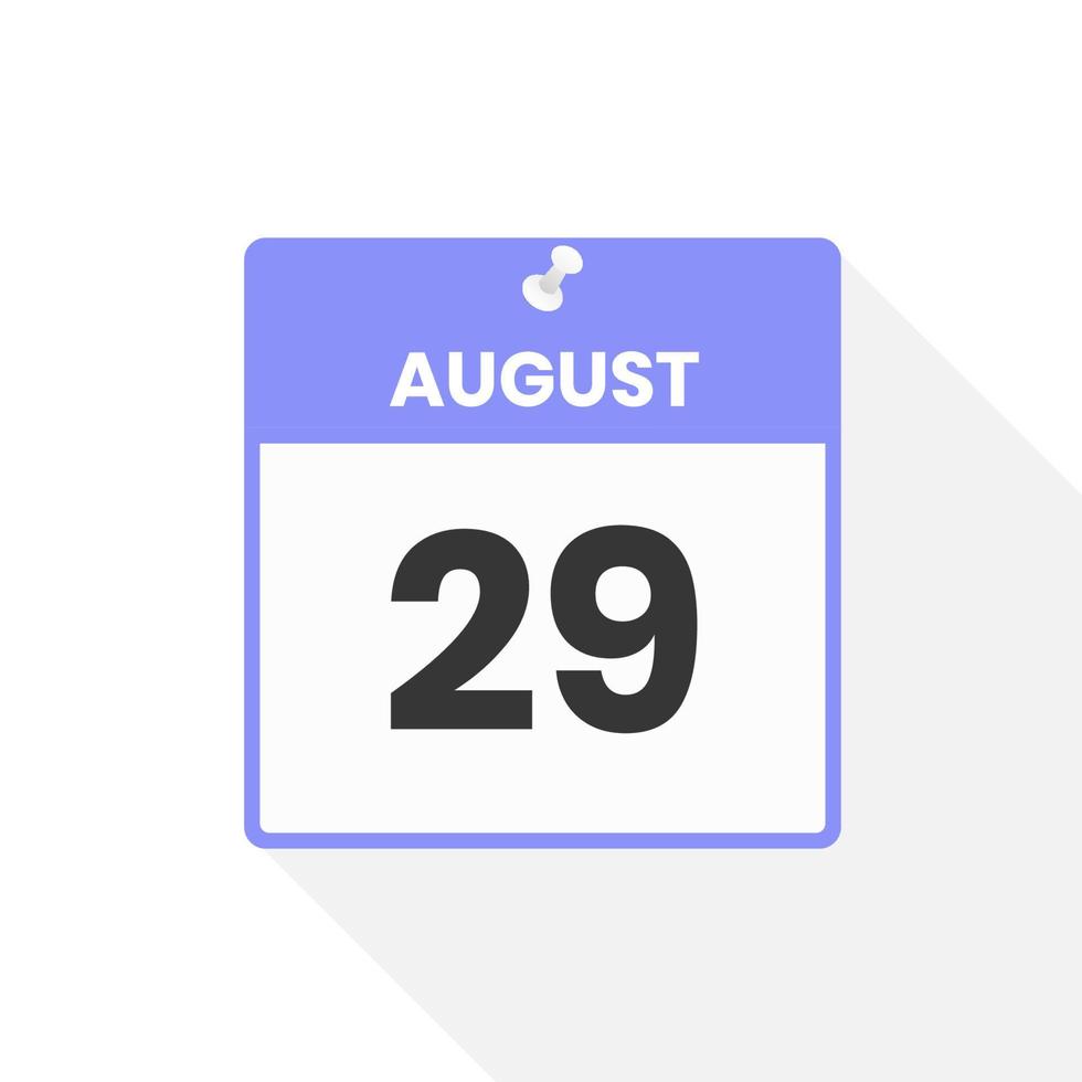 icône du calendrier du 29 août. date, mois calendrier icône illustration vectorielle vecteur