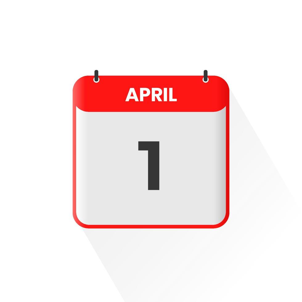 Icône du calendrier du 1er avril. 1 avril calendrier date mois icône vecteur illustrateur