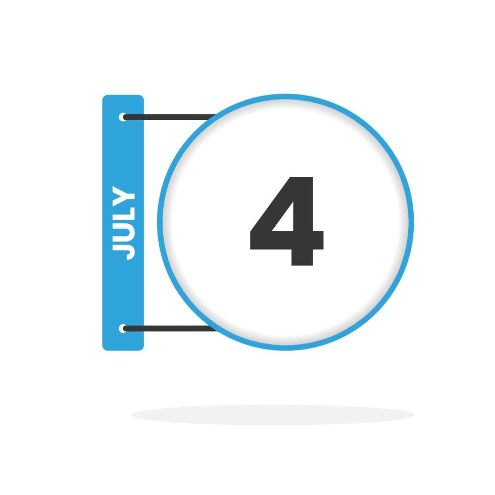icône du calendrier du 4 juillet. date, mois calendrier icône illustration vectorielle vecteur