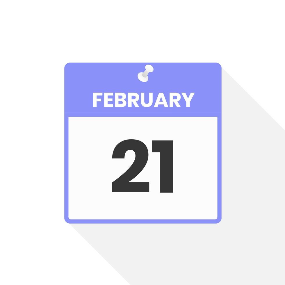 icône du calendrier du 21 février. date, mois calendrier icône illustration vectorielle vecteur