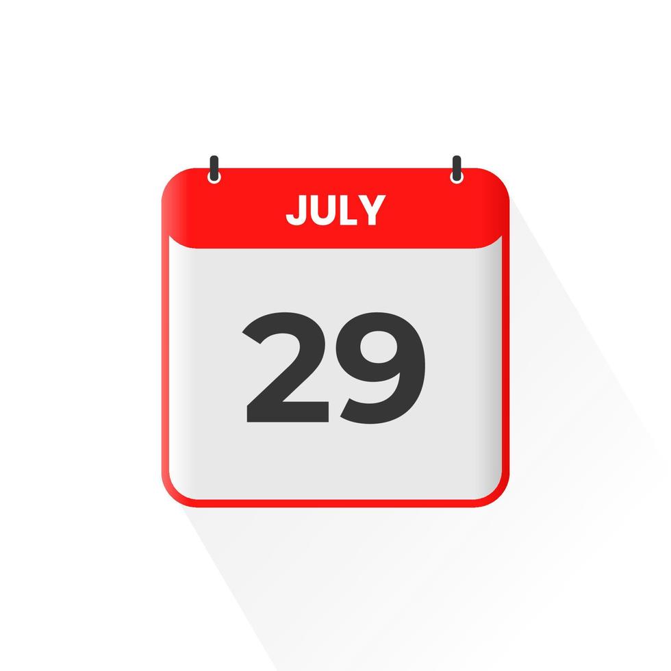 Icône du calendrier du 29 juillet. 29 juillet calendrier date mois icône vecteur illustrateur